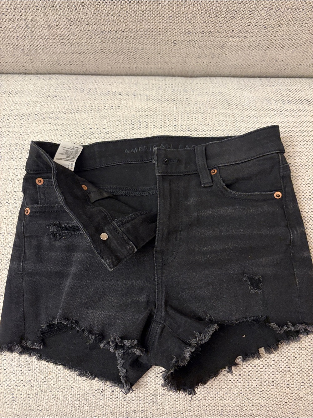 Women's Distressed Black Denim Jean Shorts teen sz 0 hardly worn.